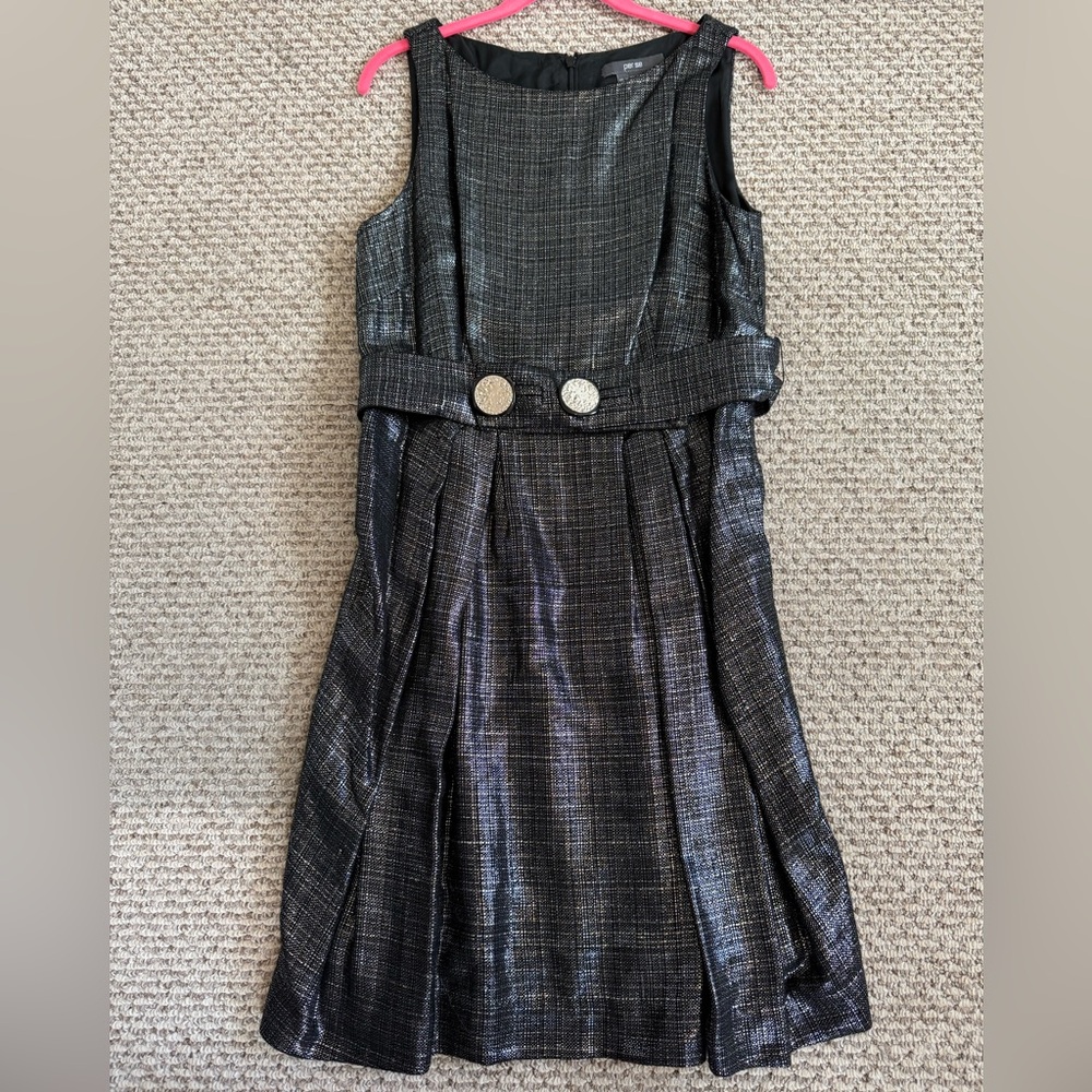 Per Se Black and Silver Dress With Belt